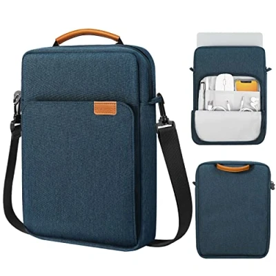 Abbildung von MoKo 13,3 14&quot; Laptop Hülle, Tragetasche Kompatibel mit MacBook Air 13 M3 M2 2024 2018, Pro 14 2021, Galaxy Tab S8 Ultra 14,6&quot;, Schultergurt &amp; Griff, Indigo