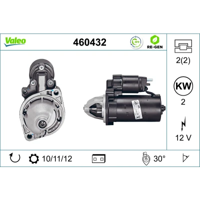 Abbildung von VALEO 460432 Anlasser 12 2 MERCEDES BENZ: C Klasse Limousine, T modell, E Limousine
