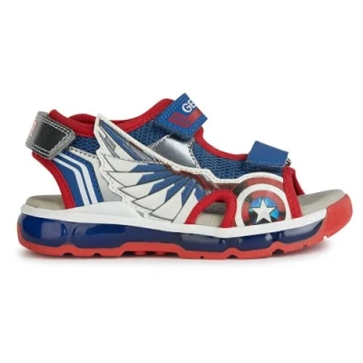 Abbildung von Geox Marvel CPT America Android BOY Lights Riemensandalette für Kinder, Größe: 28, Blue/red Schuhe