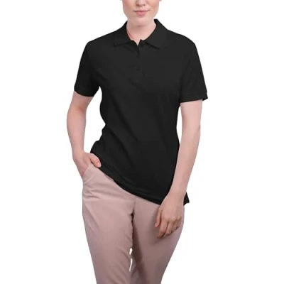 Abbildung von HRM Damen Luxury Stretch Polo, schwarz, Gr. S I Premium Polo Shirt aus 95% Baumwolle &amp; 5% Elasthan Basic Polohemd bis 40C farbecht waschbar Hochwertige nachhaltige Oberteile