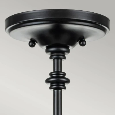 Abbildung von Feiss FE PICKERING LANE SF BLK Deckenleuchte E14 3x40W Stahl schwarz, Blasenglas klar H:42.7cm B:25.4cm dimmbar, mit Diffusor