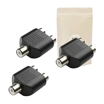 Abbildung von 3 x Verdoppler Splitter Cinch Buchse auf 2 Buchsen Mono Signal Miniklinke Audio HiFi