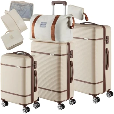 Abbildung von tectake Trolley Reisekofferset, 4 Rollen, 13 teilig, Hartschalen aus robustem ABS Kunststoff
