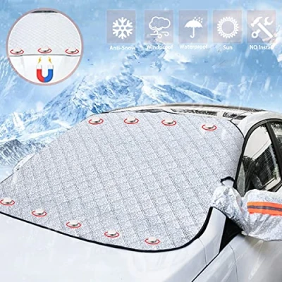 Abbildung von FINEVERNEK Frontscheibenabdeckung Auto, Scheibenabdeckung Auto Winter, Windschutzscheibenabdeckung,Scheibenabdeckung Frontscheibe Magnetisch Faltbar gegen Schnee, Frost, Staub,Sonne