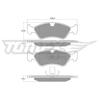 Abbildung von TOMEX brakes TX 12 98 Bremsbelagsatz Vorderachse für Verschleißwarnanzeiger vorbereitet OPEL: Astra F CC, Vectra B Limousine, CC