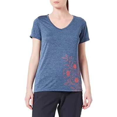 Abbildung von CMP Damen T Shirt aus Melange Jersey, Blaue Mel. Koralle, D34