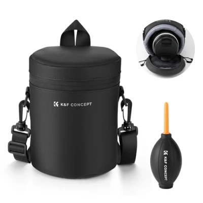 Abbildung von K&amp;F Concept Objektivtasche, wasserdichte Reißverschluss Objektivbeutel, Stoßfeste Objektivköcher, Allround Objektiv Tasche Kamerabeutel für DSLR SLR Durchmesser und Höhe unter 8x14cm, M