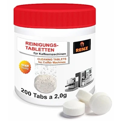 Abbildung von RENZ Reinigertabs a`2g Reinigungstabletten (passend für Kaffeevollautomaten und Siebträgermaschinen, [200 St. wie Siemens Bosch DeLonghi Melitta Beem Krups Philips Gastroback Sage in Dose)