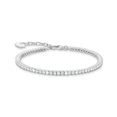 Abbildung von Thomas Sabo Damen Tennisarmband mit weißen Steinen Silber, 925er Sterlingsilber, Zirkonia Steinen, Länge: 16 19 cm, A2021 051 14 L19V