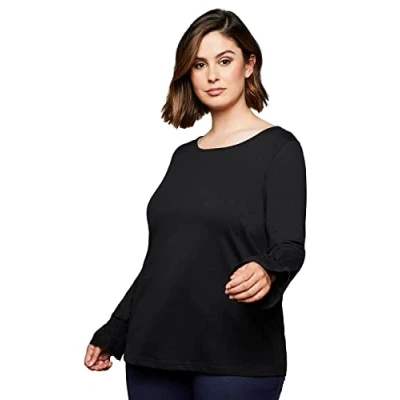 Abbildung von Sheego Langarmshirt, Damen, Größe: 48/50, Schwarz