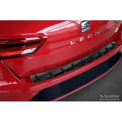Abbildung von Avisa Schwarz Edelstahl Heckstoßstangenschutz kompatibel mit Seat Leon ST (5F) 2013 2017 &amp; Facelift 2020 &#039;Strong Edition&#039;