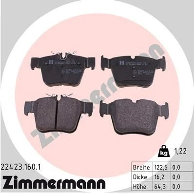Abbildung von ZIMMERMANN 22423.160.1 Bremsbelagsatz für Verschleißwarnanzeiger vorbereitet Foto entspricht Lieferumfang MERCEDES BENZ: GLC SUV, C Klasse T modell