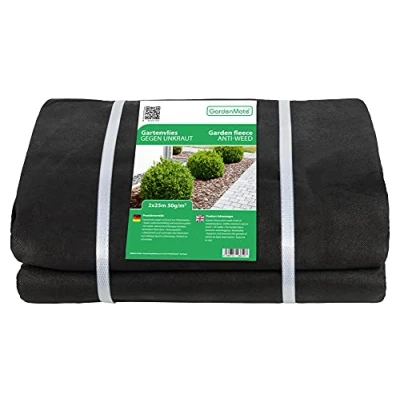 Abbildung von GardenMate 50m² Unkrautvlies Gartenvlies wasserdurchlässig Unkrautfolie Gartenflies Unkrautflies 2m x 25m 50g/m² Gartenfolie Reißfestes Unkrautschutzvlies Hohe UV Stabilisierung