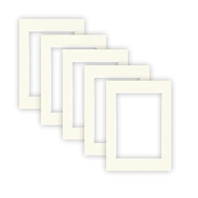 Abbildung von nielsen Conservation Passepartout Karton 1,5 mm 5er Set Außenformat 13x18 cm für Bildformat 9x13 Elfenbeinweiß (Creme weiß) Glatte Oberfläche