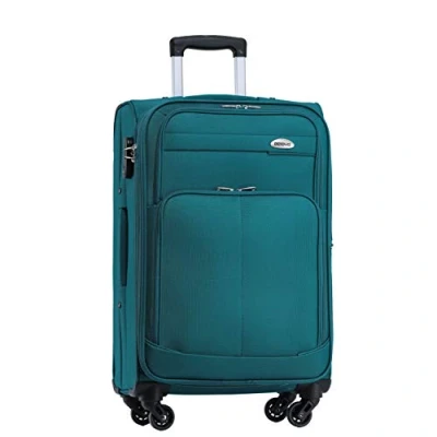 Abbildung von BEIBYE Leichter Stoffkoffer Kofferset Trolley Außentaschen Dehungsfuge mehr Stauraum mit Zahlenschloss (Turquoise, XL Großer Koffer 74cm)