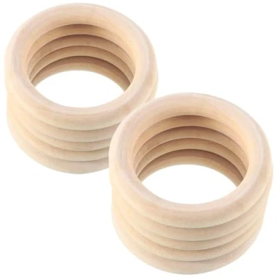 Abbildung von RosewineC 10 Stück Baby Holzringe Zum Basteln, 70mm Kinderkrankheiten Ring Wood Teether Zahnen Ringe für Babys Kinderpflege, Holz Armband DIY Handwerk