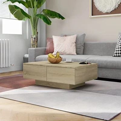 Abbildung von Susany Couchtisch mit Schublade Beistelltisch Wohnzimmertisch Kaffeetisch Sofatisch Teetisch Spanplatte Sonoma Eiche 90x60x31 cm