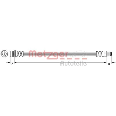 Abbildung von METZGER 4110802 Bremsschläuche 255 FORD: Transit Mk6 Kastenwagen, Bus, Tourneo