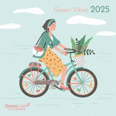 Abbildung von GreenLine Green Vibes 2025 Broschürenkalender, 30x30cm, Wandkalender mit hochwertigem Papier, Platz für Notizen, internationale Feiertage und dekorativer Kordel