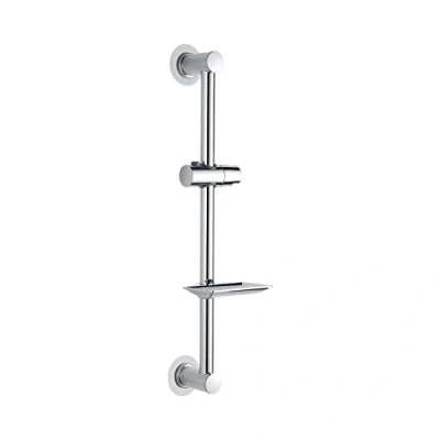 Abbildung von Ibergrif M20802 1 Duschstange, Nagelfreie Duschstange mit Halterung und Seifenschale, verstellbare Duschhöhe Duschkopfhalter für Badezimmer Silber