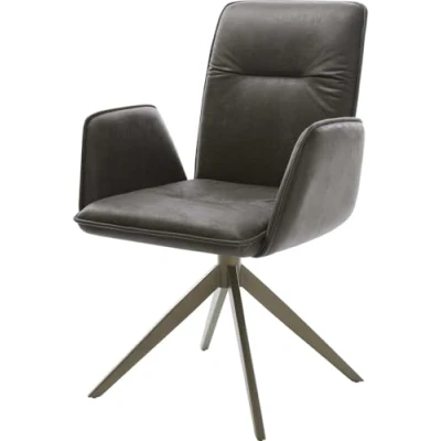Abbildung von Drehstuhl Vinja Flex Mikrofaser Anthrazit Vintage Kreuzgestell breit Effektfinish Titan 360 drehbar Wippfunktion