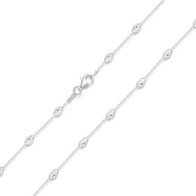 Abbildung von Materia Collierkettchen Damen Silber Ankerkette Kugelkette 45cm K90, 925 Sterling Silber, diamantiert