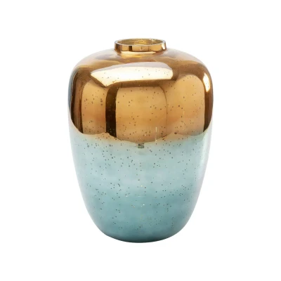 Abbildung von Kare Design Deko Vase Lizy Shine Multi, Gold/blau, Blumenvase, Dekorationsvase, Gefäß für Blumen, Tischvase, 41cm