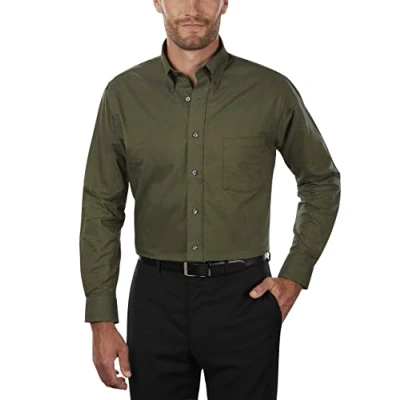 Abbildung von Van Heusen Herren Kleid Hemd Regular Fit Oxford Solid Buttondown Kragen, dunkelgrün, XL