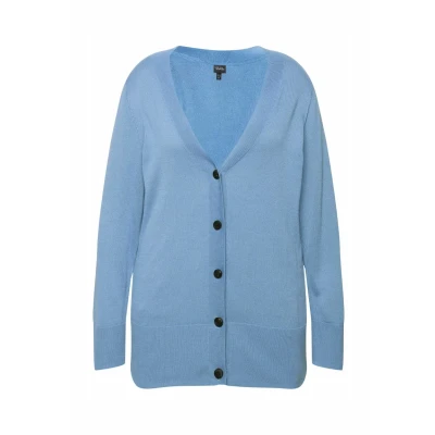 Abbildung von Ulla Popken Strickjacke, Damen, Größe: 42/44, Light cornflower