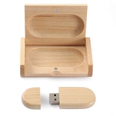 Abbildung von HOZYALE USB Stick Holz 2.0 Flash Laufwerk Datenstick Speicherstick Memory mit Holzbox(16 GB,Oval Holzfarbe)