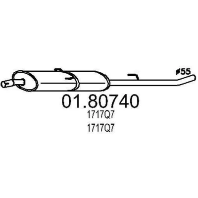 Abbildung von MTS 01.80740 Mittelschalldämpfer 1680 PEUGEOT: Expert I, I Kastenwagen, 806, CITROËN: Jumpy MPV, Evasion, FIAT: Ulysse