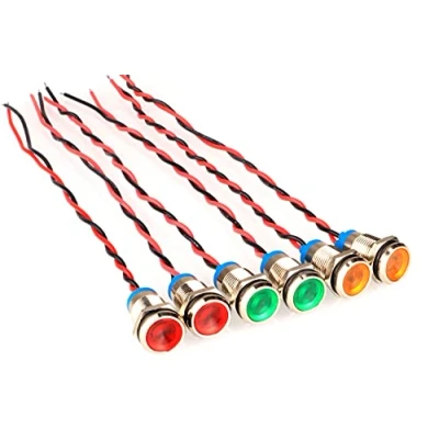 Abbildung von GUUZI 6pcs 12V 24V 10mm LED Panel Pilot Dash Warnlicht Kontrollleuchte Lampe Glühbirnen Richtungs (Rot/Gelb/Grün)