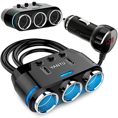 Abbildung von VERK GROUP Zigarettenanzünder Verteiler 12V 24V LKW Auto KFZ Adapter 3 Fach 2 USB