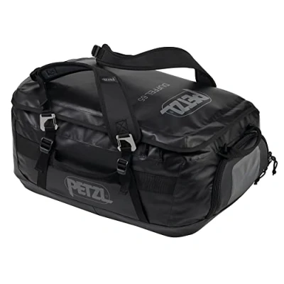 Abbildung von Petzl Duffel 65 Mittelgroße Transporttasche aus TPU Plane und Polypropylen in der Farbe Schwarz Liter, Maße: 58,5cm x 40cm 28,5cm, S045AA02