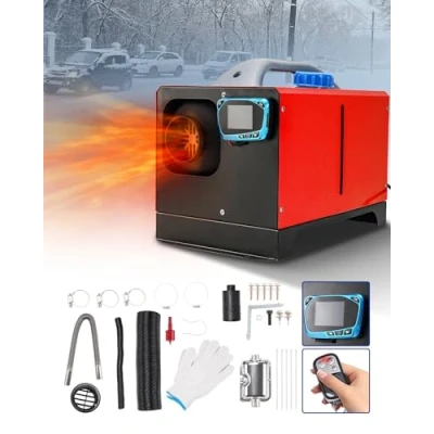 Abbildung von ShockFlo Standheizung Diesel, 12V 5KW Dieselheizung Diesel Lufterhitzer, Luft mit Schalldämpfer LCD Hochwertiges Display, Luftheizung für Auto RV LKW Wohnmobil(Rot)