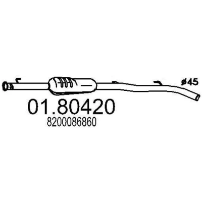 Abbildung von MTS 01.80420 Mittelschalldämpfer 1200mm RENAULT: CLIO 2