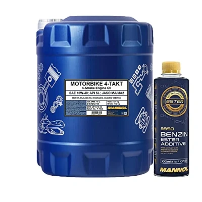 Abbildung von MANNOL 10l, 7830 Motorbike 20W 50 HD MA2 Öl + Benzin Ester Additive 250ml