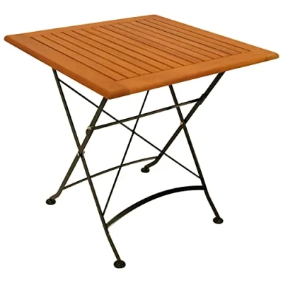 Abbildung von DEGAMO Gartentisch HOFGARTEN (1 St), 75x75cm quadratisch, Stahl schwarz + Eukalyptus, klappbar