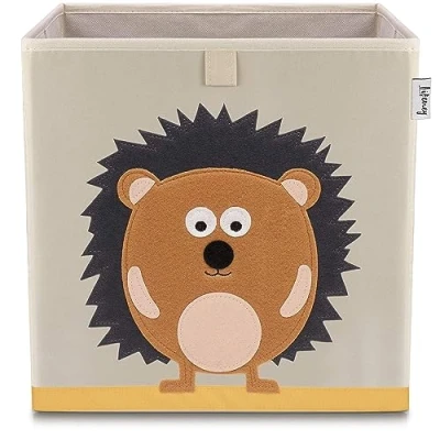 Abbildung von LIFENEY Aufbewahrungsbox mit Igel Motiv I Spielzeugbox Tiermotiv passend für Würfelregale Ordnungsbox das Kinderzimmer Aufbewahrungskorb Kinder