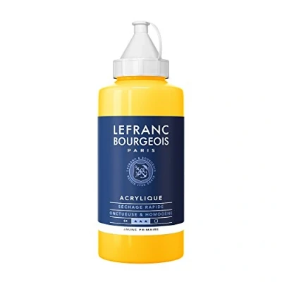 Abbildung von Lefranc Bourgeois 300420 Fine Acrylfarbe Primärgelb, 750ml Flasche, cremige auf Wasserbasis, schnell trocknend, lichtecht, wasserfest