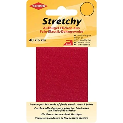 Abbildung von Kleiber 40 x 6 cm Elastisches Ausbesserungsband für Bekleidung zum Aufbügeln, rot