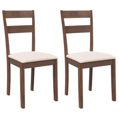 Abbildung von vidaXL Esszimmerstühle mit Kissen 2 STK. Braun Massivholz Gummibaum