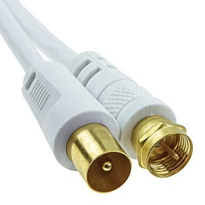 Abbildung von Koaxialkabel F Stecker Anschluss Männlich Zum RF TV Antenne Kabel Weiß 3 m Vergoldeten [3 Meter/3m]