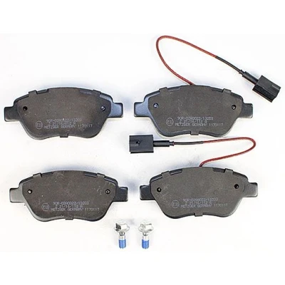 Abbildung von METZGER 1170117 Bremsbelagsatz Vorderachse mit integriertem Verschleißsensor Bremssattelschrauben, Anti Quietsch Blech