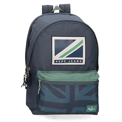Abbildung von Pepe Jeans Tom Laptop Rucksack mit zwei Fächern, anpassbar an Trolley, 15,6 Zoll, Blau, 31 x 44 15 cm, Polyester, 23,87 l