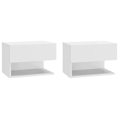 Abbildung von vidaXL 2X Wand Nachttisch Hängend Nachtschrank Nachtkonsole Nachtkommode Schlafzimmer Schrank Kommode Hängeschrank Wandschrank Weiß Holzwerkstoff