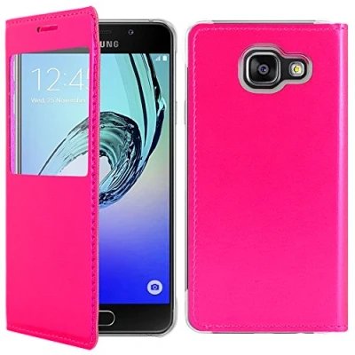Abbildung von ebestStar kompatibel mit Samsung Galaxy A5 2016 Hülle SM A510F Etui Sichtfenster Handyhülle, Kunstleder Wallet Case, Pink