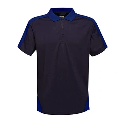 Abbildung von Regatta Herren Poloshirt mit Quick Button Neck, professionell, kontrastierend, coolweave, feuchtigkeitsableitend, Navy/Newroyal, Größe XXL
