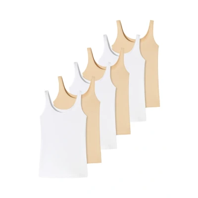 Abbildung von uncover by Schiesser 6ER PACK Basic Unterhemd/shirt Weiß sand, Damen, Größe: 3XL, sand