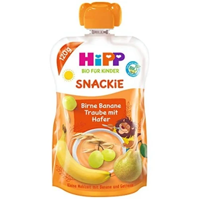 Abbildung von HiPP Sportsfreund Quetschbeutel (Birne Banane Traube mit Hafer, 100% Bio Früchte ohne Zuckerzusatz) 6 x 120 g Beutel